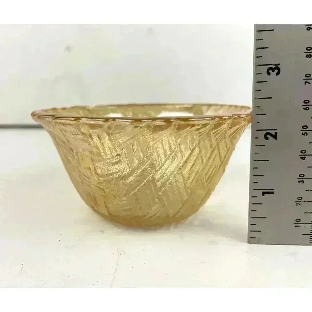VTG Indiana Amber Carnival Glass Bowl Basket Weave Pattern‎ 2.5